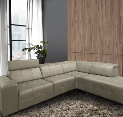 FREE Kay Coffee Table | L-Shaped Leather Sofa with Electric Recliner for Adjustable Footrest, Plus Adjustable Headrests for Added Comfort
